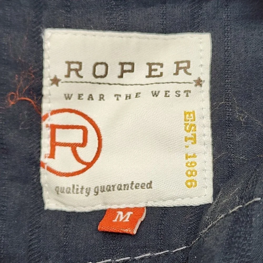 Roper Black Pony Express Western Rodeo Pearl Snap Shirt, Men's Medium - Picture 8 of 15